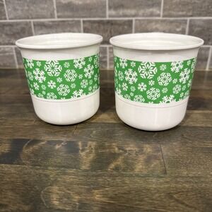 Vintage‎ Tupperware Stackable Cups Mugs 350ml Holiday Snowflakes Mexico 2271B